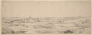 Tájkép Haarlem felé nézve (Az aranymérők mezője) alkotó: Rembrandt van Rijn