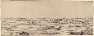 Táj, kilátással Haarlemre, az Aranymérleg mezőjére, 1651. alkotó: Rembrandt van Rijn