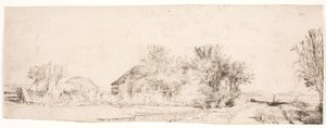 Tájkép egy csatorna mellett húzódó úttal alkotó: Rembrandt van Rijn