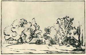 Táj két nyaralóval, c1650-1655, 1943. alkotó: Rembrandt van Rijn