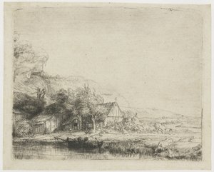 Tájkép ivó tehénnel alkotó: Rembrandt van Rijn