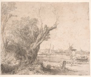 Tájkép. "Az újraválasztás" alkotó: Rembrandt van Rijn