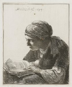 Lesende. 1634 alkotó: Rembrandt van Rijn