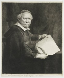 Lieven Willemsz. van Coppenol, írástanár: a nagyobb metszet alkotó: Rembrandt van Rijn