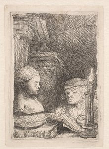 Egy férfi, aki gipszlenyomatról rajzol alkotó: Rembrandt van Rijn