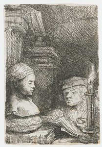Egy férfi, aki gipszlenyomatról rajzol alkotó: Rembrandt van Rijn