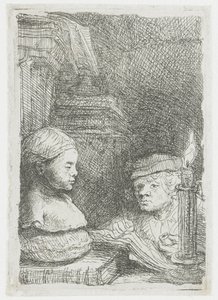 Egy férfi, aki gipszlenyomatról rajzol alkotó: Rembrandt van Rijn