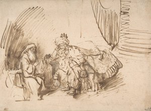 Nathan int David, 1650-55. alkotó: Rembrandt van Rijn