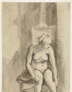 Meztelen nő a tűzhely mellett ül Meztelen nő, tűzhely mellett ülve alkotó: Rembrandt van Rijn