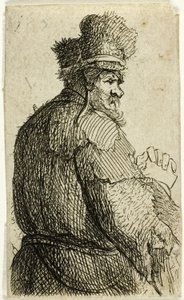 Öreg ember hátulról nézve, Profil jobbra: Félfigura alkotó: Rembrandt van Rijn