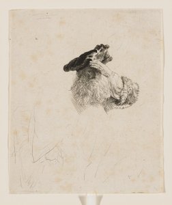 Öregember, aki kezével árnyékolja a szemét alkotó: Rembrandt van Rijn