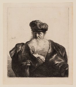 Öreg férfi szakállal, szőrme sapkával és bársonyköpennyel alkotó: Rembrandt van Rijn