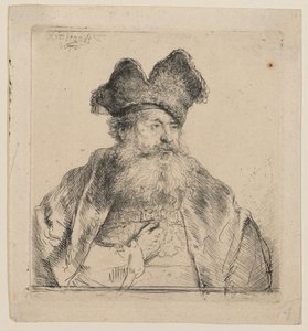 Öregember hasított szőrme sapkával alkotó: Rembrandt van Rijn