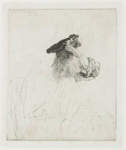 Egy idős férfi, aki kezével árnyékolja a szemét alkotó: Rembrandt van Rijn