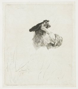 Egy idős férfi, aki kezével árnyékolja a szemét alkotó: Rembrandt van Rijn