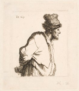 Paraszt, kezét a háta mögött tartva alkotó: Rembrandt van Rijn