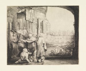 Péter és János a nyomorék gyógyítása a templom kapujában alkotó: Rembrandt van Rijn