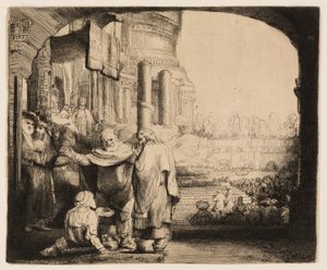 Péter és János a nyomorék gyógyítása a templom kapujában alkotó: Rembrandt van Rijn