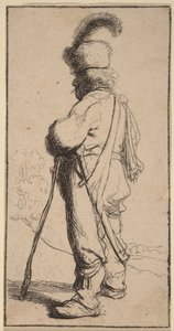 Pólus, aki egy botra támaszkodik alkotó: Rembrandt van Rijn