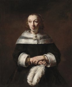Nő portréja strucctoll legyezővel alkotó: Rembrandt van Rijn