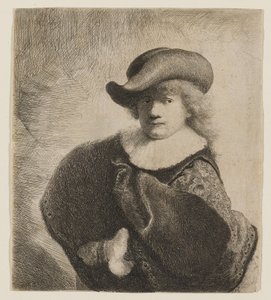 Rembrandt, oldalra hajtott puha kalapban alkotó: Rembrandt van Rijn