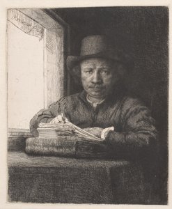 Rembrandt ablakon rajzol alkotó: Rembrandt van Rijn