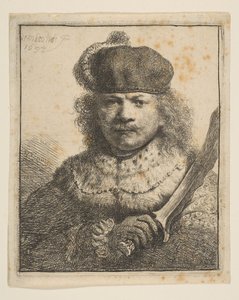 Rembrandt felemelt karddal, 1634. alkotó: Rembrandt van Rijn
