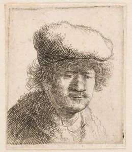 Rembrandt előrehúzott sapkával: mellszobor alkotó: Rembrandt van Rijn