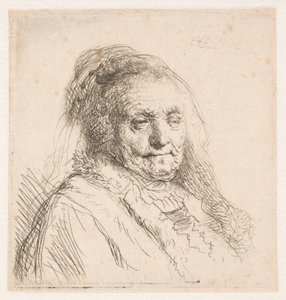 Rembrandt édesanyja: fej és mellszobor, háromnegyed profilból alkotó: Rembrandt van Rijn