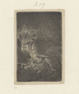 Pihenjen az egyiptomi repülésen éjjel alkotó: Rembrandt van Rijn