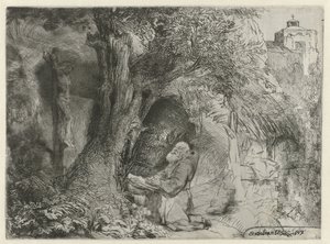 Szent Ferenc a fa alatt, imádkozik Szent Ferenc egy fa alatt imádkozik alkotó: Rembrandt van Rijn