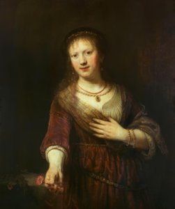 Saskia a piros virággal alkotó: Rembrandt van Rijn
