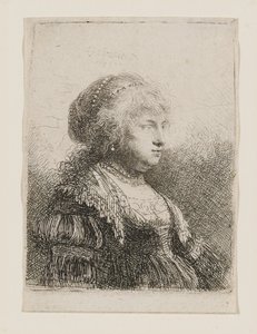 Saskia gyöngyökkel a hajában alkotó: Rembrandt van Rijn