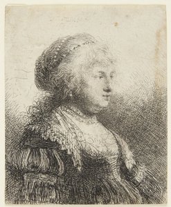 Saskia gyöngyökkel a hajában alkotó: Rembrandt van Rijn