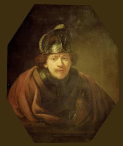 Önarckép harcosként alkotó: Rembrandt van Rijn