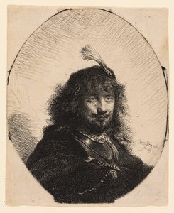 Önarckép (?) tollas sapkával és leeresztett szablyával alkotó: Rembrandt van Rijn