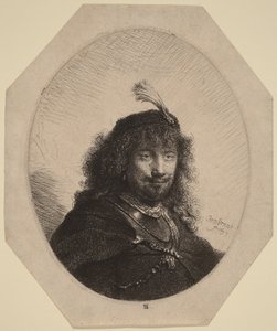 Önarckép () tollas sapkával és leengedett karddal alkotó: Rembrandt van Rijn