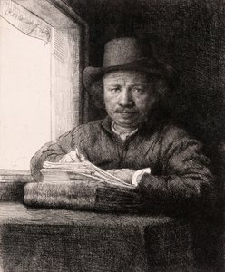 Rembrandt van Rijn önarckép rajza ablakban alkotó: Rembrandt van Rijn