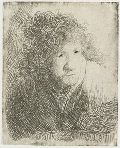 Önarckép, Előrehajolva, Hallgat, 1628. alkotó: Rembrandt van Rijn