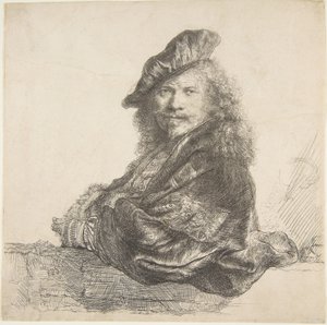 Önarckép, kőfalra támaszkodva, 1639. alkotó: Rembrandt van Rijn