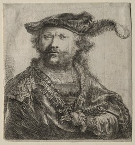 Önarckép bársonysapkában, tollal, 1638. alkotó: Rembrandt van Rijn