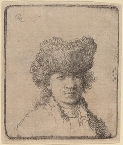 Önarckép szőrme sapkában alkotó: Rembrandt van Rijn