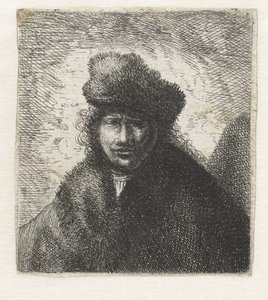 Önarckép ferde szőrme sapkában: mellszobor, 1631 körül. alkotó: Rembrandt van Rijn