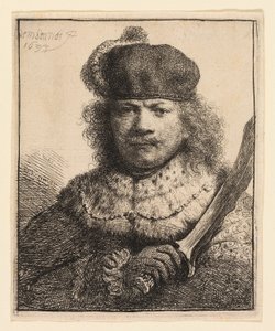 Önarckép felemelt szablyával alkotó: Rembrandt van Rijn