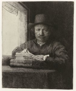 Önarckép, Rézkarc az ablakon Önarckép rézkarc egy ablakon alkotó: Rembrandt van Rijn
