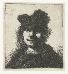 Önarckép sapkában és sötét köpenyben: mellszobor alkotó: Rembrandt van Rijn