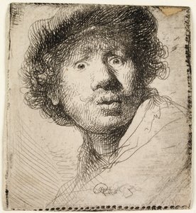 Önarckép sapkában: tátott szájú, 1630. alkotó: Rembrandt van Rijn
