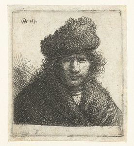 Önarckép ferde szőrme sapkában: mellszobor alkotó: Rembrandt van Rijn