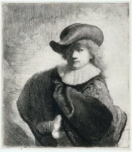 Önarckép puha kalapban és hímzett köpenyben, 1631. alkotó: Rembrandt van Rijn