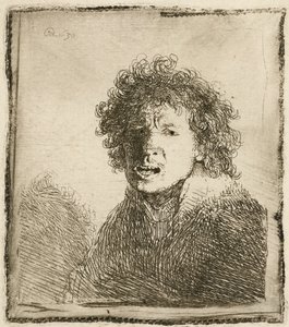 Önarckép tátott szájjal, mintha azt kiabálná: mellszobor, 1630. alkotó: Rembrandt van Rijn